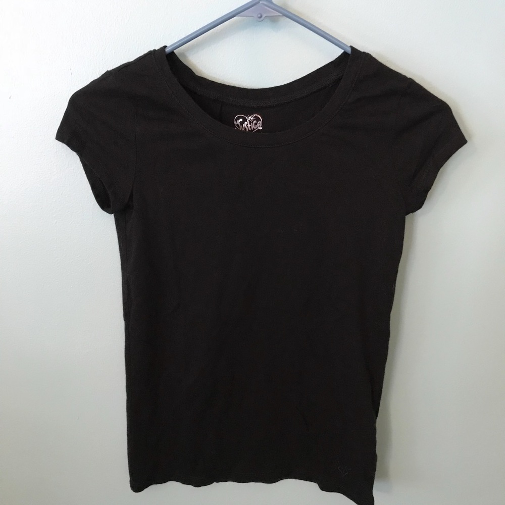 Black girl-cut scoop-neck knit tee by Justice.